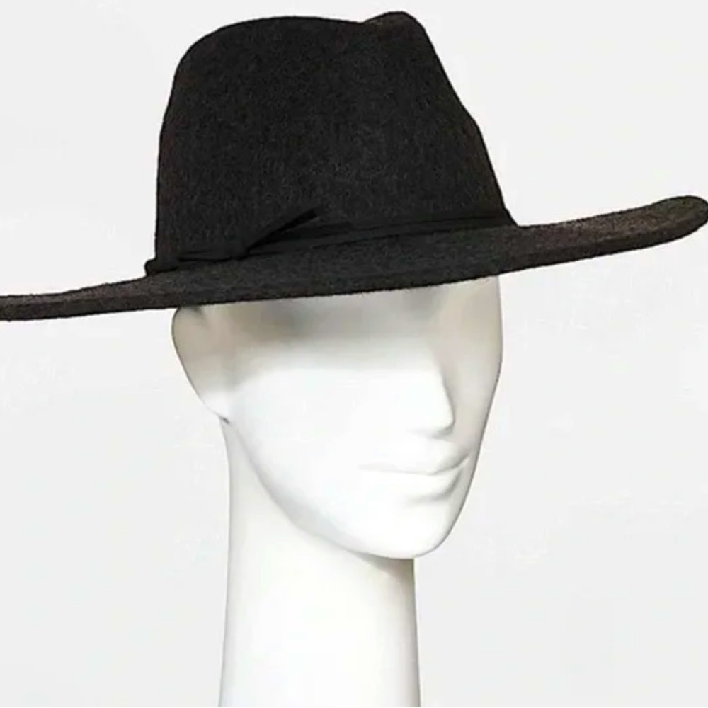 Universal Thread Charcoal Gray Wide Brim 100% Wool Felt Fedora Hat Boho Western